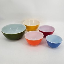 Vintage Pyrex Mixing Bowls 5 Piece Multicolor Nesting Collection 401 402 403 404 picture