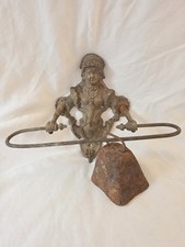 Antique Victorian Brass Figural Towel Rack Linen Holder Maiden Maid with Service picture