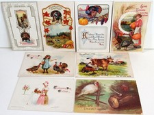 8 Antique Thanksgiving Post Cards - Early 1900's - 6 Embossed -  picture