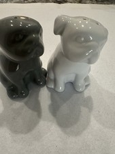 Food Network Bull Dog Salt and Pepper Shakers Ceramic With Plugs picture