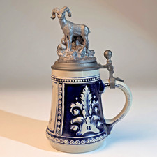 Michael Ricker Gerz Gerzit Beer Stein Bighorn Ram Pewter Lid Limited Edition picture