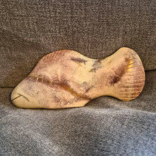 Vintage Hand Carved Soapstone Fish Figurine Primitive Folk Art Sculpture 6.5