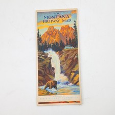 Vtg 1937 Montana Highway Map State Commission Lithograph Travel Brochure picture