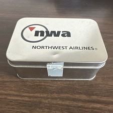 Vintage Northwest Airlines NWA Advertising Tin w/ Airplane Paper Clips picture