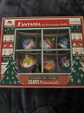 Christopher Radko Fantasia Crown Sparkle Glass Ornaments Set Of 6 picture