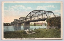 Middletown CT Highway Bridge Connecticut River 1918 Postcard picture