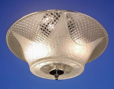 Vintage 1940s-1960s Art Deco Geometric Machine Age Glass Ceiling Light Fixture picture