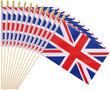 25Pack Small British UK Flag Handheld Mini Britain Flag on Stick 5x8 Inch picture