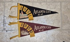 Pair of Vintage Circa 1950s Atlantic City NJ 17.5 Inch Felt Pennants picture