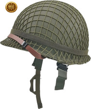 WWII US Army M1 Helmet, WW2 Gear, WW2 Helmet Metal Steel Shell Replica with Net/ picture
