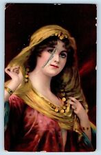 Streator Illinois IL Postcard Pretty Woman Curly Hair Coralie Tuck 1909 Antique picture