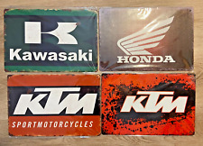 3  Sign Tin 12X8 KAWASAKI, KTM, HONDA Wall Decor Vintage Metal Shop picture