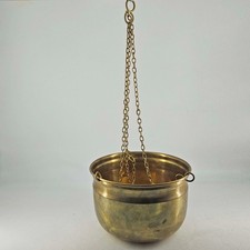 Vintage gold Brass handing planter decor Hollywood Regency picture