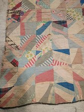 Vintage 1930-1950s Handmade Crazy String Quilt picture