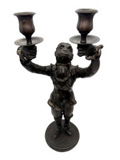 Vintage Dept 56 Cast Metal Figural Monkey Dual Arm Centerpiece Candelabra 16.5