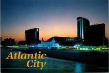 Atlantic City New Jersey Shore Dusk Lights Beach Hotel Casino 1988 Postcard picture