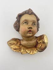 Antique Swiss Hand Carved Wood Angel Cherub Wall Plaque J. Strässle Luzern picture