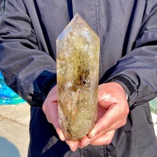 2.53LB Rare Natural Citrine Quartz Blue Needle Polishing Rough crystal Healing picture