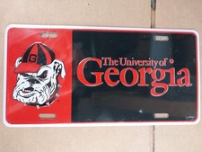 Vintage Georgia Bulldog Booster License Plate UGA Gameday Script Old Logo NOS picture