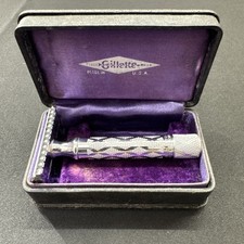 Antique Gillette Safety Razor in Box Rare 1920 Silver Razor With Case picture