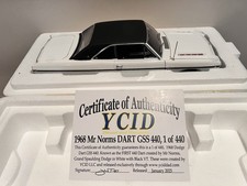 YCID Mr. Norm's 1968 Dodge Dart GSS 440 Magnum 1:18 Diecast White/Black picture