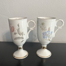 Vintage 1940s Napco Bone China Pedestal Foot Two Cups picture