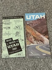 Vintage 1961 Utah Highway Map and What When Tourist Travel Guide Events Brochure picture