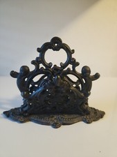 Vintage Ornate Cast Iron Victorian Letter Napkin Holder Cherubs   picture