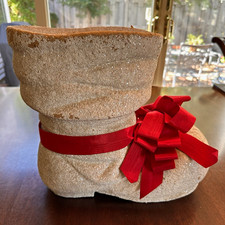 Vintage 1950s Papier Mache Santa Claus Boot Large 14” Primitive Christmas Decor picture
