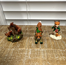 Vintage Hallmark Fox Christmas Figurines Ornaments Set of 3  picture