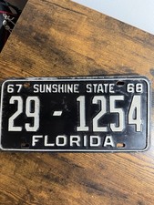 1967-68 Florida License Plate 29-1254 Columbia County Sunshine State Vintage picture