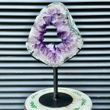11.3lb Purple Amethyst Crystal Slice Druzy Oval Mineral Specimen Rock Collection picture