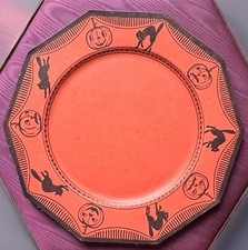 Antique HALLOWEEN PAPER Plate c1930s Ex Condition JOL Blk Cat Each Design Unique picture
