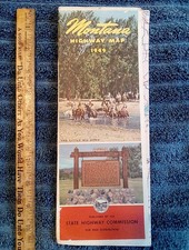 Vintage 1949 Montana Official State Highway Road Map Commission Yellowstone Park picture