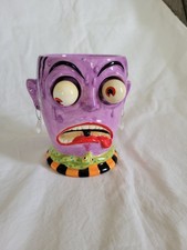 Vntg Dept 56 Ceramic Halloween Googly Eyed Zombie Candle Holder 4 3/4