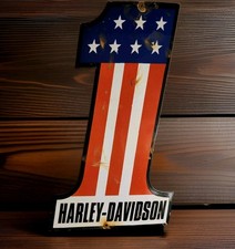 Vintage Harley Davidson Motorcycles Porcelain Sign 30" x 17 1/2" USA 1 Gas Oil picture