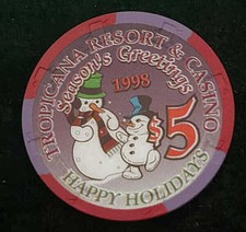$5 Tropicana Casino Chip * Happy Holidays, Las Vegas * Limited Edition of 750 picture