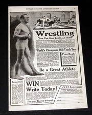1920 OLD MAGAZINE PRINT AD, FARMER BURNS SCHOOL OF WRESTLING, LEARN NOW AT HOME picture