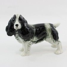 Vintage Black And White Ceramic English Springer Spaniel Dog Figurine 7.25