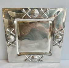 Vintage Pewter Golf Serving Platter 12”X 12” Square Tees/Ball Mexico Rare picture
