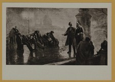 1973 Karl Marx & Engels Night Walk London Soviet Communist Art USSR Postcard picture