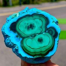 136G Natural Chrysocolla/Malachite transparent cluster rough mineral sample picture