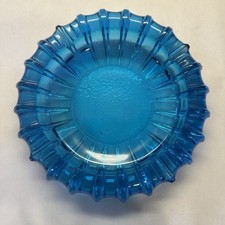 Vintage Cobalt Blue Glass Ashtray MCM Vintage Mad Men 4 Cigarettes 7.5