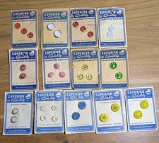 VINTAGE LOT 13 Cards US Zone Germany Glass Buttons NOS Moonglow Catseye 1945-49 picture