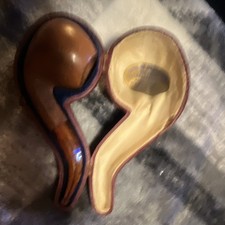large bent with genuine amber, genuine meerschaum, original fitted case picture