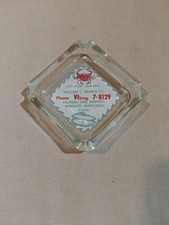 Vintage William C Dean Seafood Glass Ashtray Wingate MD Crab Oyster Tin Can Ad picture