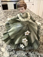 VTG Lefton Ceramic Dancing Lady Figurine Ballroom Gown 7” Tall PLANTER 1337A picture