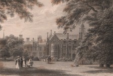 SIDNEY SUSSEX COLLEGE. from the Masters Garden, Cambridge. LE KEUX 1841 print picture