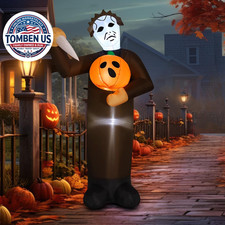 Halloween Inflatable 6FT Scary Pumpkin Killer with Built-In Leds Blow up Yard De picture
