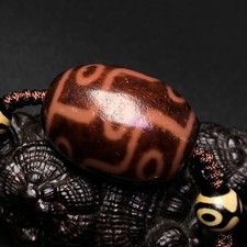 Vintage Tibetan Dzi Beads Old Agate 9 Eye Totem Amulet Necklace Pendant 28×20mm picture